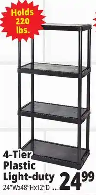 Ocean State Job Lot Maxit 4-Tier Plastic Shelving Unit 48 offer