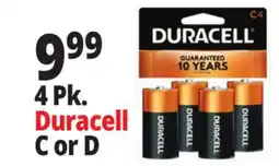 Ocean State Job Lot 4 Pk. Duracell C or D offer