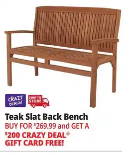 Ocean State Job Lot Teak Slat Back Bench offer