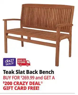 Ocean State Job Lot Teak Slat Back Bench offer