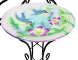 Ocean State Job Lot Hummingbird Glass Bird Bath with Metal Stand 18 offer