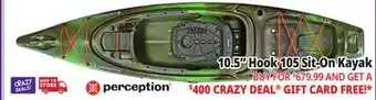 Ocean State Job Lot Perception Hook Angler 10.5 Kayak Moss Camo offer