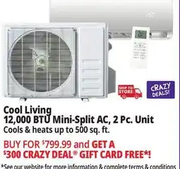 Ocean State Job Lot Cool Living 12 000 BTU Mini-Split Air Conditioner 2-Piece Unit Kit offer