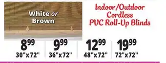 Ocean State Job Lot Indoor/Outdoor White PVC Cord Free Roll-Up Blind offer