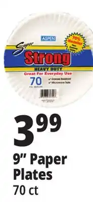 Ocean State Job Lot Aspen Super Strong Heavy-Duty 9 Paper Plates 70 Count offer