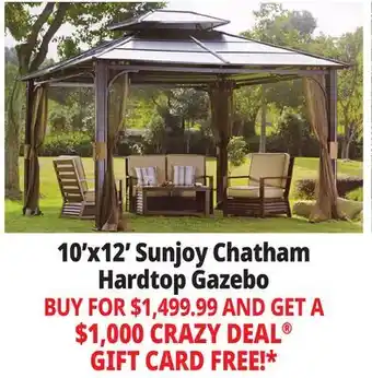 Ocean State Job Lot Sunjoy Chatham 10' x 12' Hardtop Gazebo with Netting offer