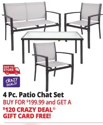 Ocean State Job Lot 4-Piece Patio Chat Set Gray offer