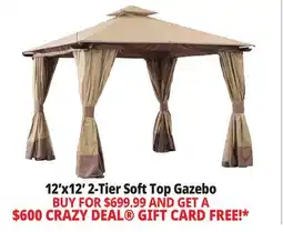 Ocean State Job Lot Sunjoy Aluminum Frame 2-Tier Steel Soft Top Gazebo 12' x 12' Beige/Brown offer