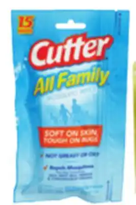 Ocean State Job Lot Cutter All Family Mosquito Wipes 15-count offer