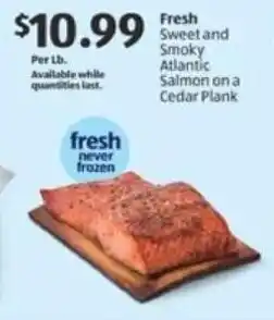 Aldi Fresh sweet and smoky atlantic salmon on a cedar plank offer