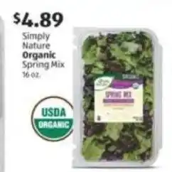 Aldi Simply nature organic spring mix offer