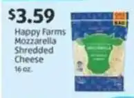 Aldi Happy farms mozzarella shredded cheese offer