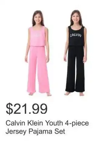 Costco Calvin klein youth  jersey pajama set offer