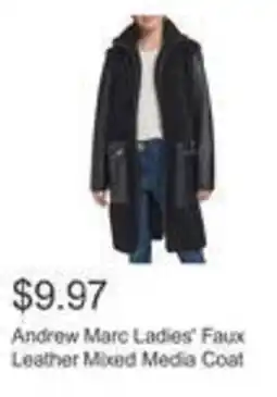 Costco Andrew marc ladies' faux leather mixed media coat offer