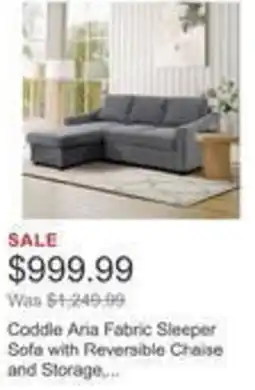 Costco Coddle aria fabric sleeper sofa with reversible chaise offer