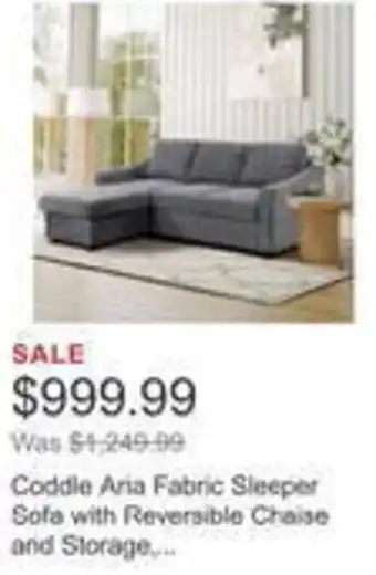 Costco Coddle aria fabric sleeper sofa with reversible chaise offer
