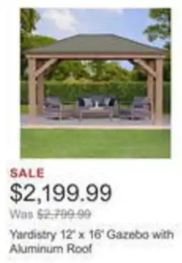 Costco Yardistry gazebo with aluminum roof offer