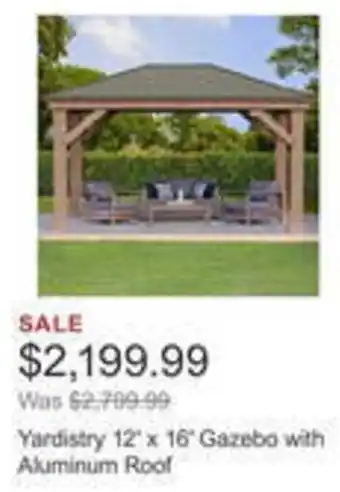 Costco Yardistry gazebo with aluminum roof offer