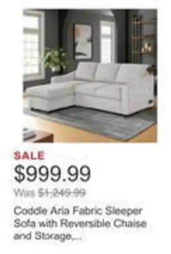 Costco Coddle aria fabric sleeper sofa offer
