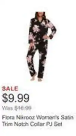 Costco Flora nikrooz women's satin trim notch collar pj set offer