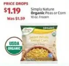 Aldi Simply nature organic peas or corn offer