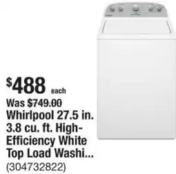 The Home Depot Whirlpool white top load washing offer