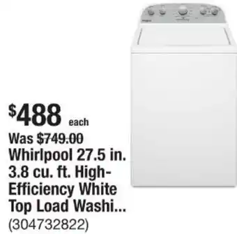 The Home Depot Whirlpool white top load washing offer