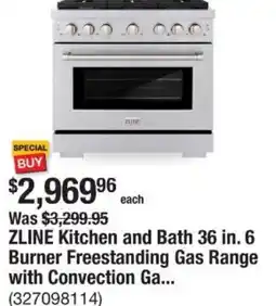 The Home Depot Zline kitchen and bath burner freestanding gas range offer