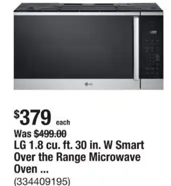 The Home Depot Smart over the range microwave oven offer