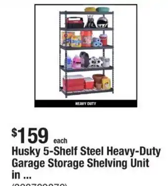 The Home Depot Husky 5-shelf steel heavy-duty garage storage shelving unit offer