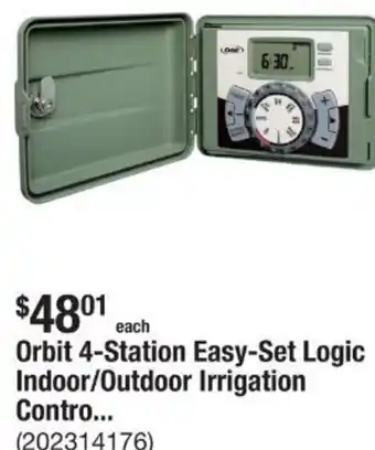 The Home Depot Orbit 4-station easy-set logic indoor/outdoor irrigation offer