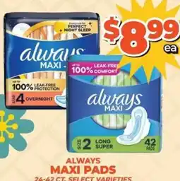 Price Cutter Always maxi pads offer