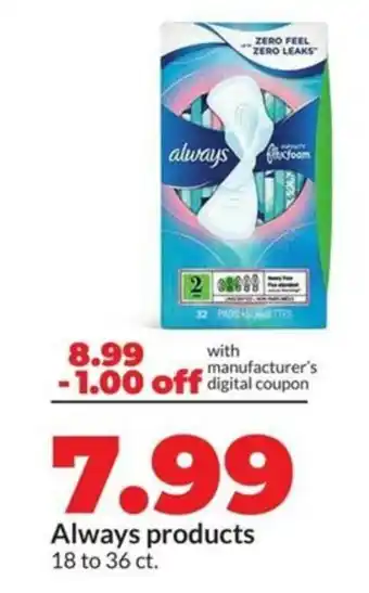 Hy-Vee Always products offer