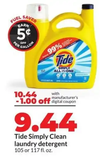 Hy-Vee Tide simply clean laundry detergent offer
