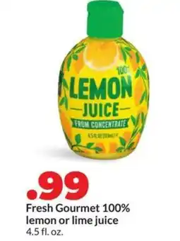 Hy-Vee Fresh gourmet lemon or lime juice offer