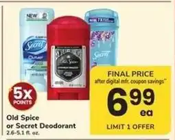 Safeway Old Spice or Secret Deodorant offer