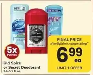 Safeway Old Spice or Secret Deodorant offer