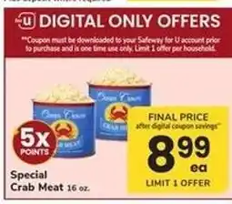 Safeway Special Crab Meat offer