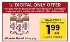 Safeway Wonder Bread offer