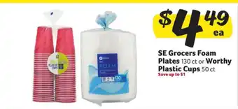 Winn Dixie SE Grocers Foam Plates or Worthy Plastic Cups offer