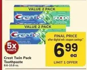 Safeway Crest Twin Pack Toothpaste offer