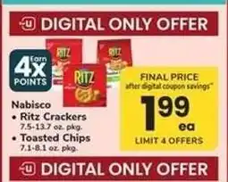 Safeway Nabisco Ritz crackers or toasted chips offer
