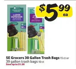 Winn Dixie SE Grocers 30 Gallon Trash Bags offer