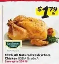 Winn Dixie 100% All Natural Fresh Whole Chicken offer