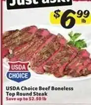 Winn Dixie USDA Choice Beef Boneless Top Round Steak offer