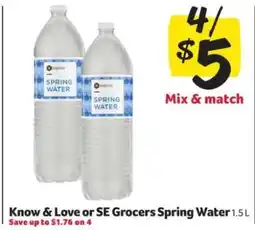 Winn Dixie Know & Love or SE Grocers Spring Water offer
