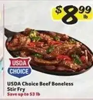 Winn Dixie USDA Choice Beef Boneless Stir Fry offer