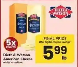Safeway Dietz & Watson American Cheese offer