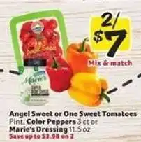 Winn Dixie Angel Sweet or One Sweet Tomatoes, Color Peppers, Marie's Dressing offer