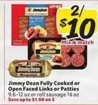 Winn Dixie Jimmy Dean Fully Cooked or Open Faced Links or Patties offer